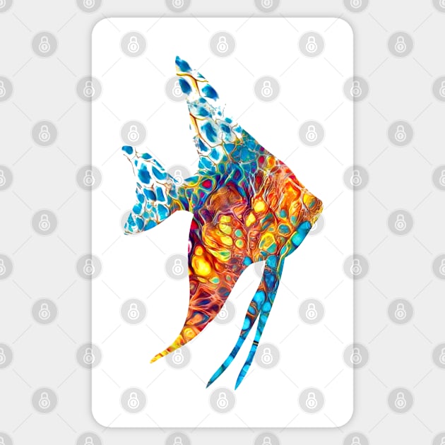 "Acrylic Paint Pour Angelfish" Sticker by Colette22